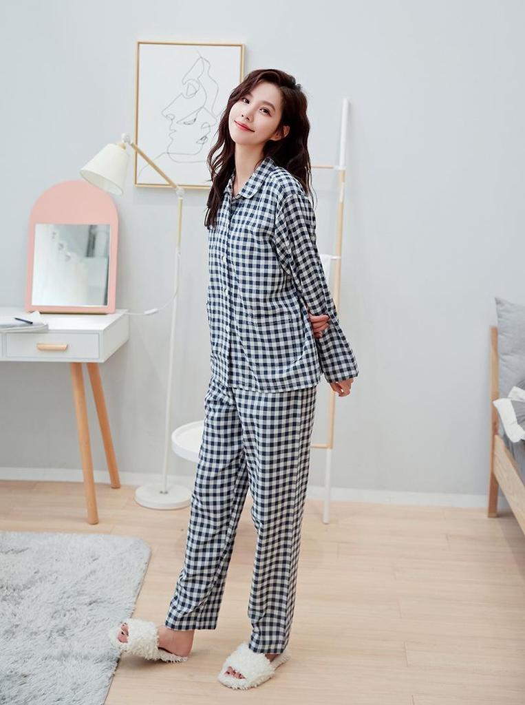 Long Sleeve Pure Cotton Gauze Pajamas - Spring & Autumn Couple Style