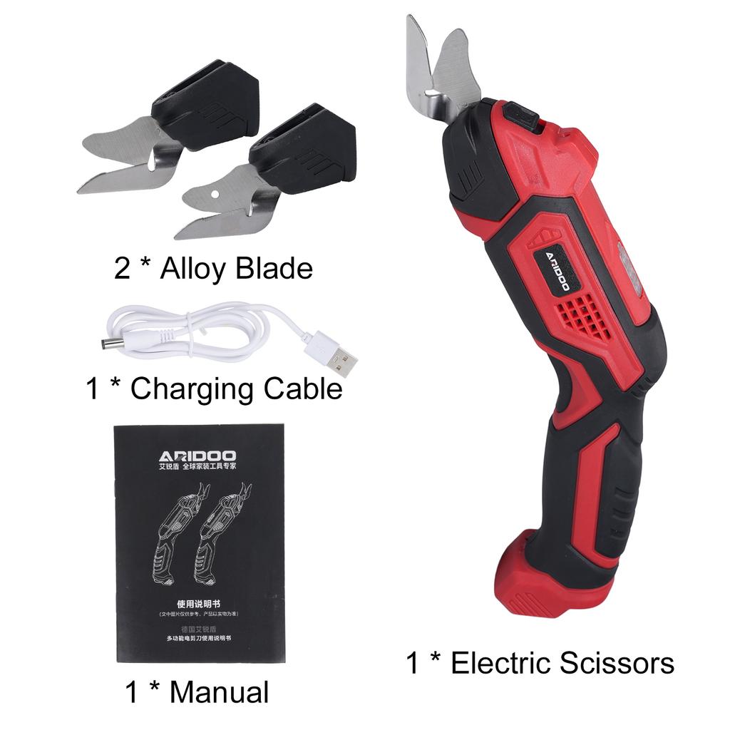 Electric Scissors for Fabric Leather Carpet PVC and Cardboard Cordless Cutter 4.2V 2000mAh Battery with LED Light Scissors