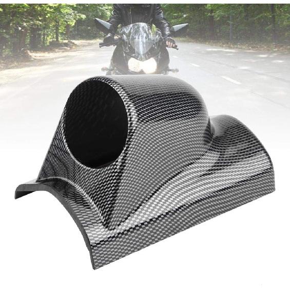 Aramox Universal Carbon Fiber Gauge Holder Bracket, Racing Meter Pod for Single Hole Installation