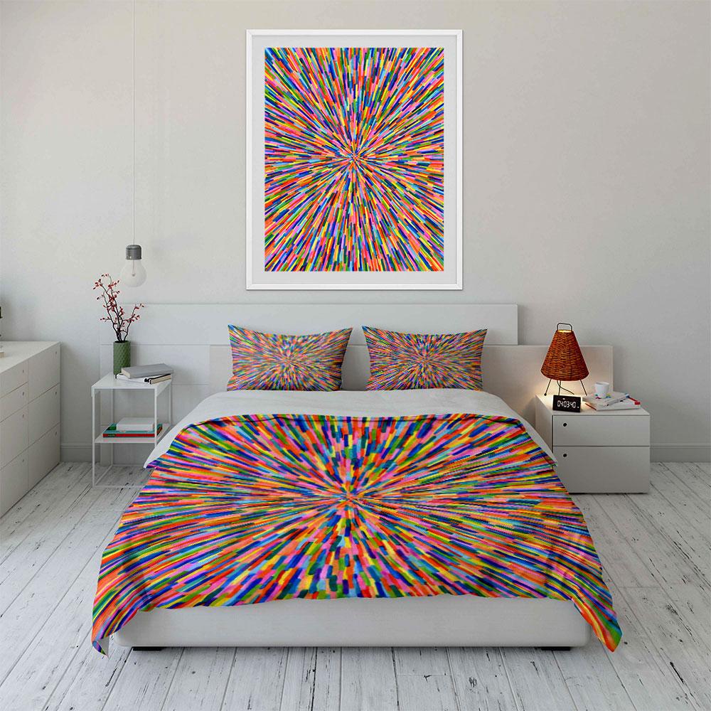 Colorful radial stripe burst. Bedding sets Duvet cover sets Duvet covers Pillowcases(1 * Duvet Cover 2 * Pillowcases without duvet insert)
