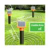 (2pcs) Solar Ultrasonic Animal Repeller Built-in LED Light buzzer Pulse Drive Away Moles Snakes Repellent For Garden Farm Orchard