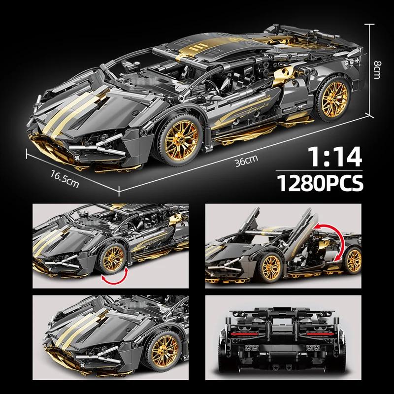 Technical Super Speed Green Lamborghinis Active Car Model Building Blocks Assemble Famous Vehicle Bricks Kid Toys for Adult Gift