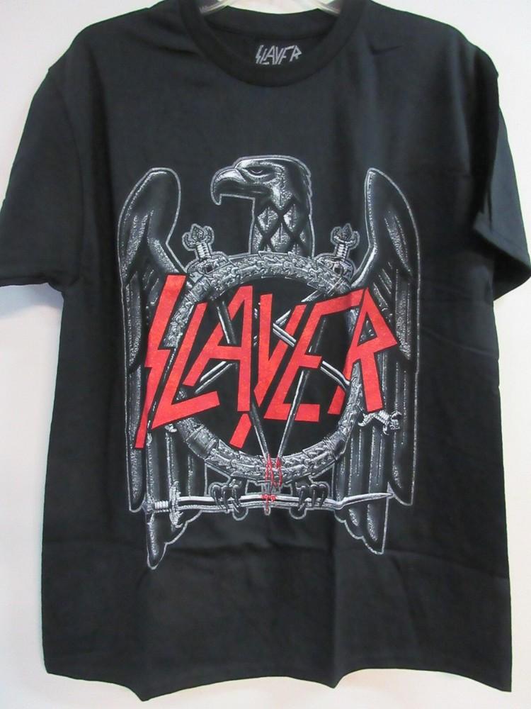 ОФИЦИАЛЬНЫЙ МЕРЧ SLAYER ЛОГОТИП ОРЛА 2023 КОНЦЕРТ ГРУППЫ МУЗЫКАЛЬНАЯ ФУТБОЛКА БОЛЬШАЯ Унисекс Футболка XXXXL