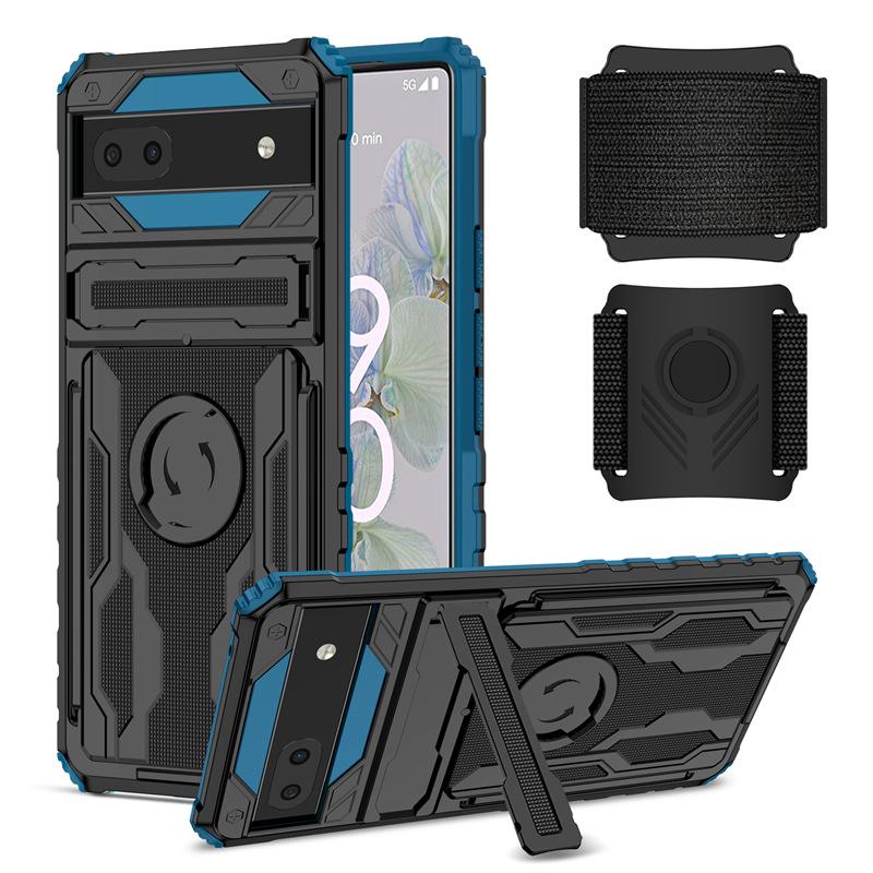 For Google Pixel 8 Pro / Pixel 8 / Pixel 6a 6 Pro Case Armor Kickstand With Wrist Strap Outdoor Sports Phone Case Back Cover