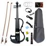 Silent Violin Full Size Electric Violin Beginner Starter Kit Suitable for Nighttime Headphones Adults and Complete with All 4/4 Black, Practice,