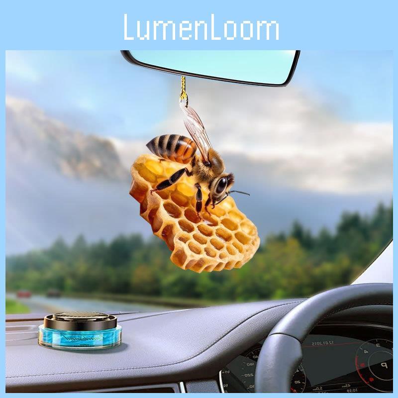 Adorable Cartoon Bee Honeycomb Acrylic Pendant Perfect For Car Accessories And Gifts