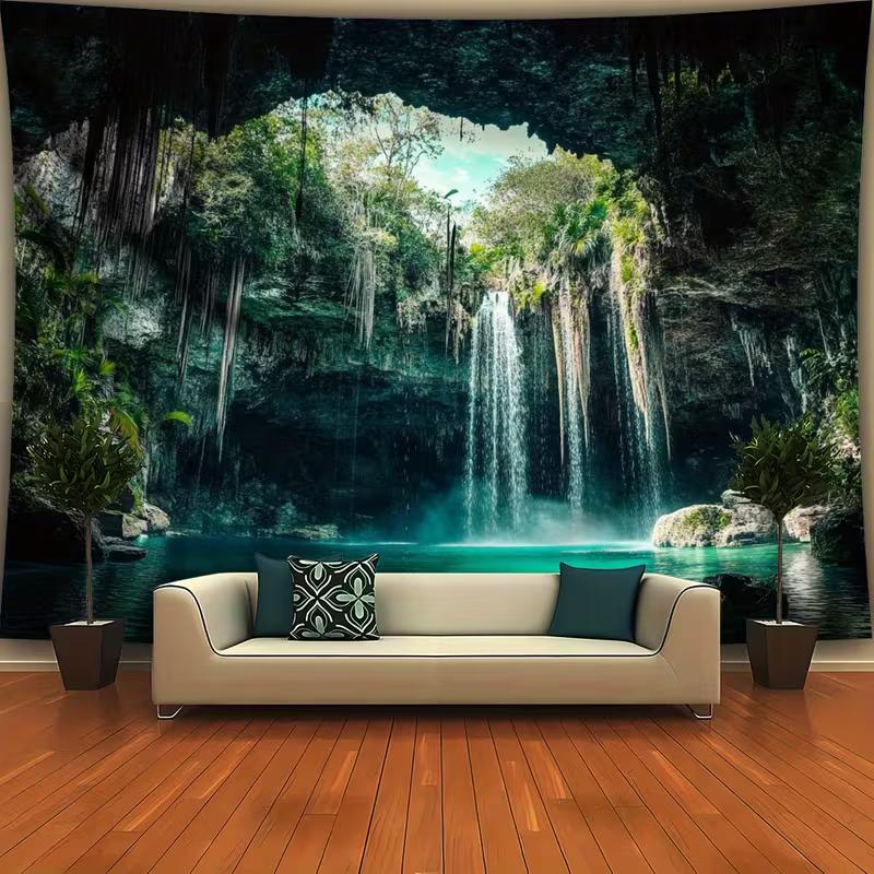 

2D Waterfall Cave Backdrop for Photography & Live Stream 47.2x31.5inch/120*80cm