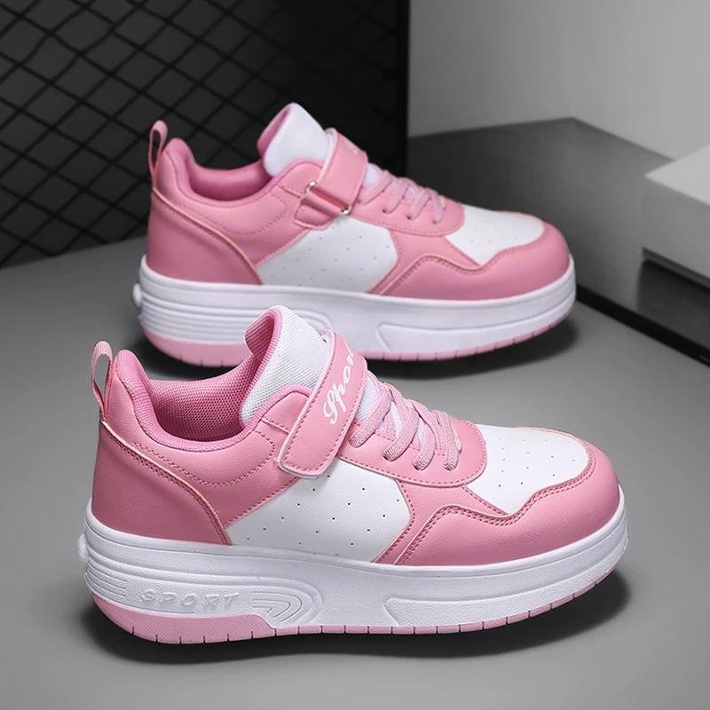 Zapatillas Deportivas Infantiles con Dos Ruedas y Ruedas Desmontables Ultraligeras Unisex Zapatillas de Patín Para Adolescentes Niñas
