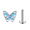 1PC G23 Titanium Labret Stud Internal Thread Ear Studs Flatback Butterfly Horse's Eye Zircon Tragus Cartilage Piercing Jewelry