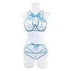 Satin Bowknot Hollow Perspective Women's Sexy Lingerie Set