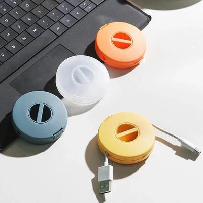 1PCSPortable Round Cable Winder Storage Box Rotatable Cellphone USB Data Cord Line Holder Container Wire Management Organization