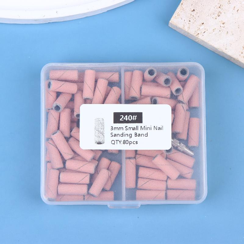 3.1Mm 80Pcs Mini Nail Sanding Bands Electric Machine Nail Drill Bits Acrylic Polish Remover Files Nails Accessory Tool
