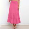 Women's Summer Bohemian Maxi Dress Elastic High Waist Pleated Ruffle Layered Culottes Casual Fashion Solid Color Flowy Skirt
