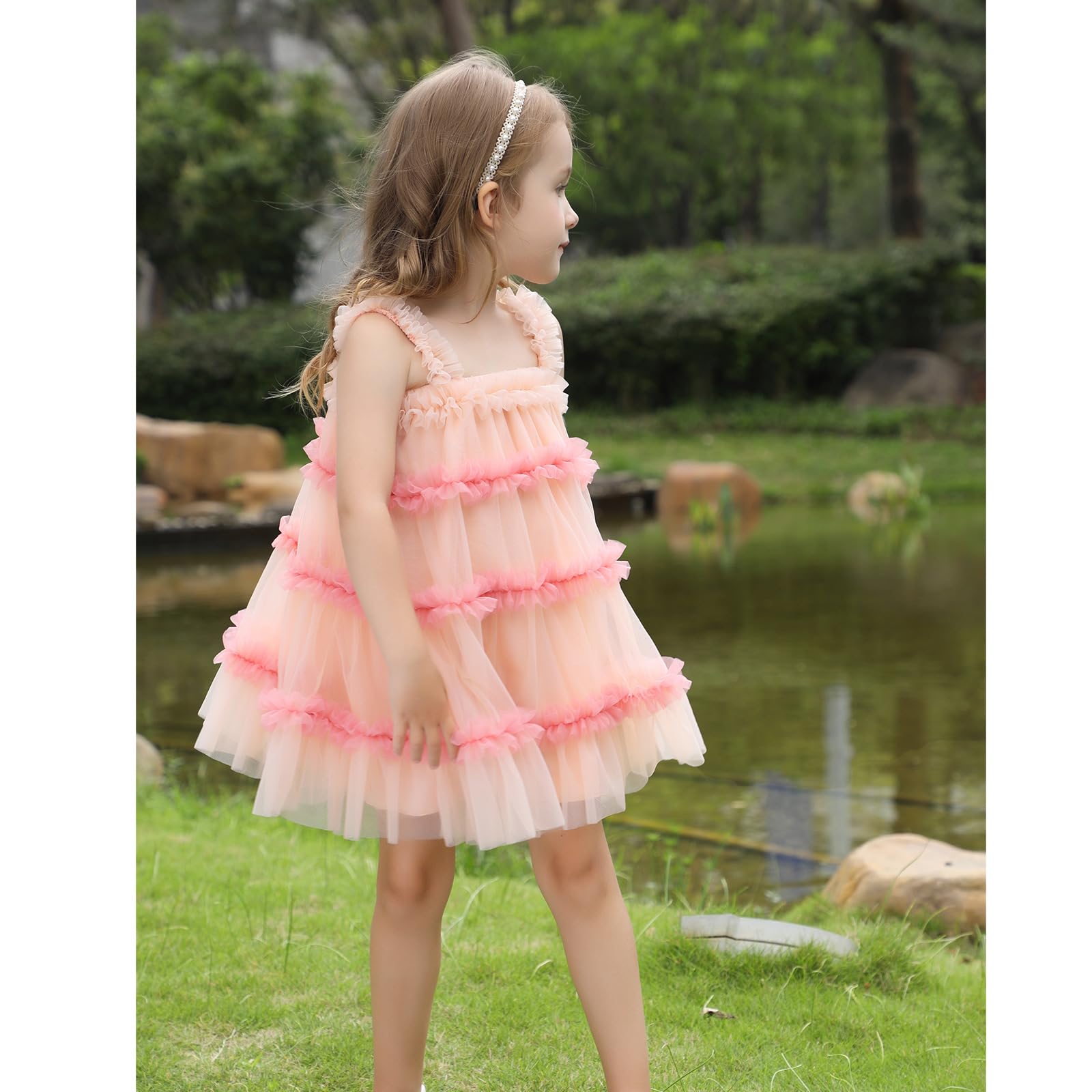 

Детское платье на подтяжках, тюлевая пачка, для малыша, подарок на первое фото, [Харунацу] для девочек, юбка, платье, для девочек, милое, юбка, одежда, без рукавов, одежда, оранжевый