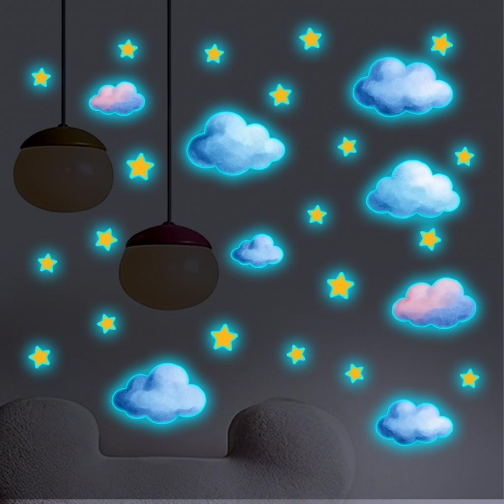 Creative Luminous Clouds Stars Kitchen Bathroom Living Room Bedroom Wall Beautification Stickers
