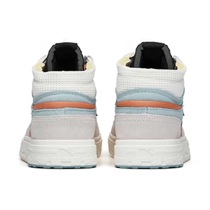 Anta Street Naughty Slip-Resistant Mid-Top Skateboard Shoes Women's Blue White Black Sneakers 122218052-3