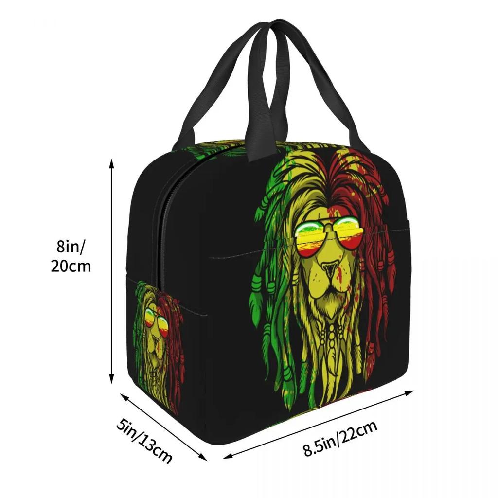 Reggae Music Lion Jamaican Flag Rasta Rastafari Thermal Insulated Lunch Bag Women Resuable Lunch Tote Travel Storage Food Box