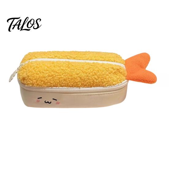 Kids Plush Pencil Case Fried Shrimp Tail Case, Cute Large Capacity Pouch, Fun Desk Organizer Adorable Stationery Bag for Students, School Gift
