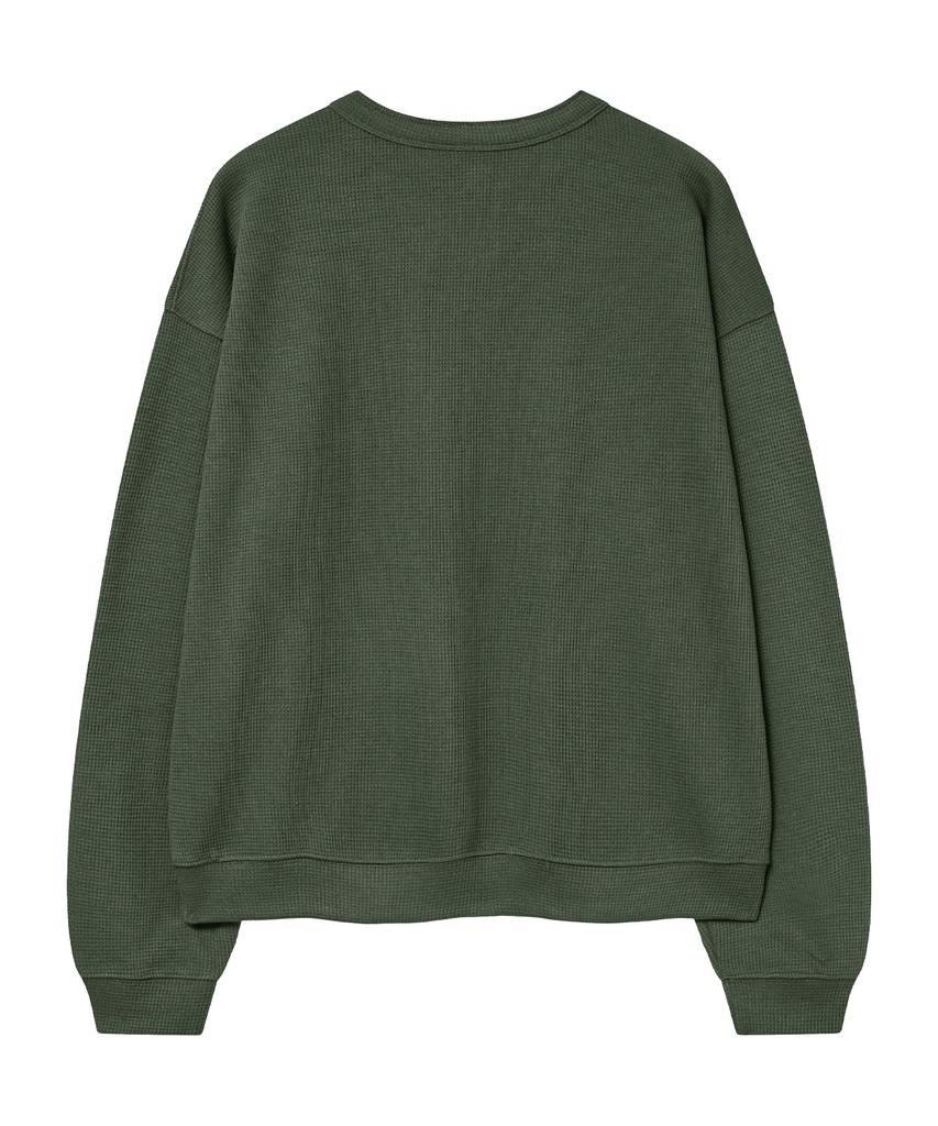 STENDS Waffle Henley Neck Sweatshirt_Green
