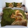 Cute Squirrel Duvet Set 3D Animal Theme Bedding Set Three-Piece Set