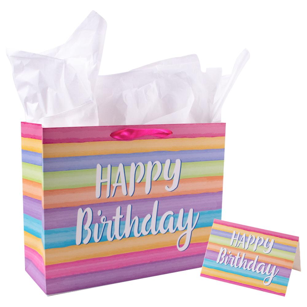 

Красочные С Днем Рождения Подарочный Пакет Упаковка Бумажная Коробка С Поздравительной Открыткой День Рождения Портативные Сумки-Хоумейнджеры Сувениры На День Рождения 33x26x12cm