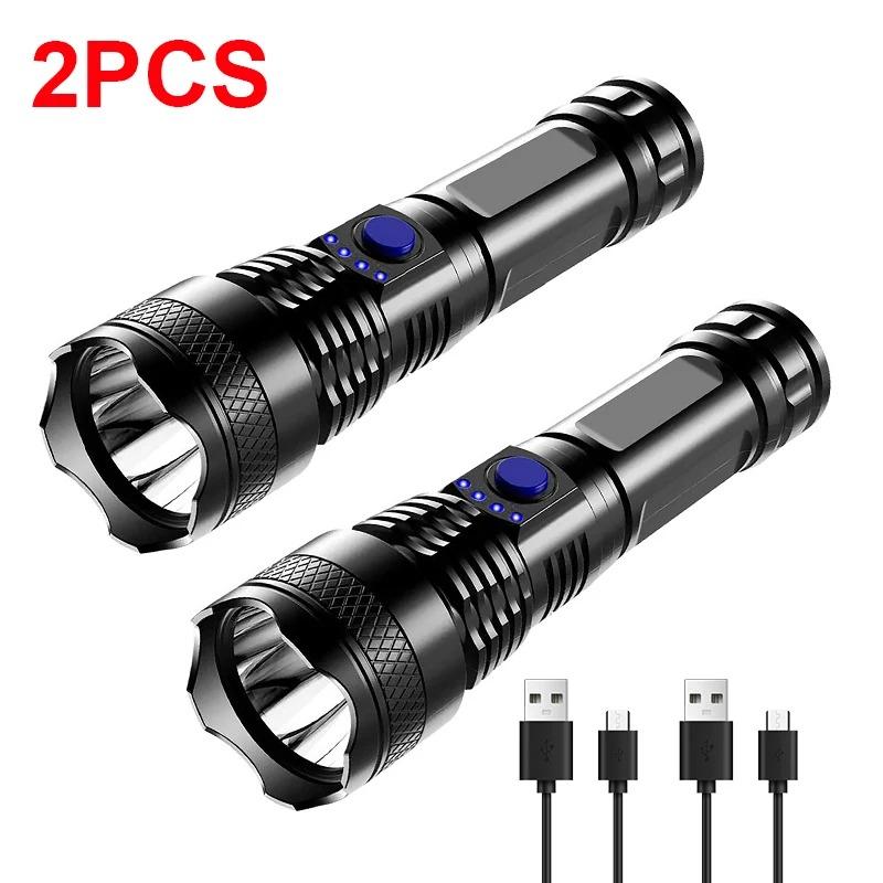 High Power LED Mini Flashlight Rechargeable Light  Bright Telescopic Zoom Handheld Hunting Torch Light for Emergency Hiking