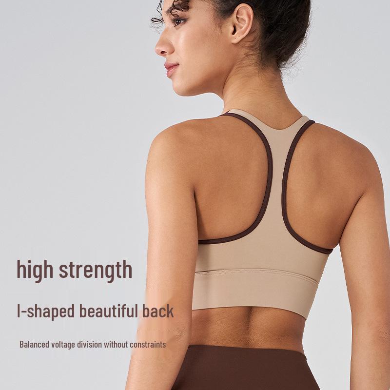 Women's Shockproof Colorblock Sports Bra with Front Zipper - High-Intensity Running & Anti-Sagging Yoga Vest