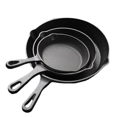 Altmodische Mini-Bratpfanne aus Gusseisen mit flachem Boden – dick, antihaftbeschichtet, geeignet für Steak-, Gas- und Induktionsherde