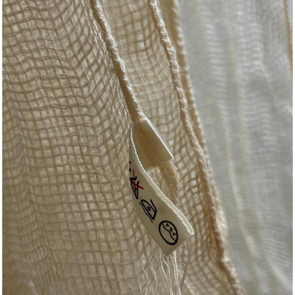 Used 100% Linen Grid Mesh Stole Beige Linen Scarf Natural