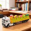 1:32 Alloy Trailer Transport Vehicle Cars Diecast Models Toys With Light Sound Wheel Pull Back Miniature Car Kids Birthday Gifts