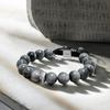 Gray Eye Beaded Bracelet for Sterling Silver with Braided Gift for Men [AWNL] Hawk's Men, Charm, Bracelet, (10mm Stone), 17.5cm-19cm