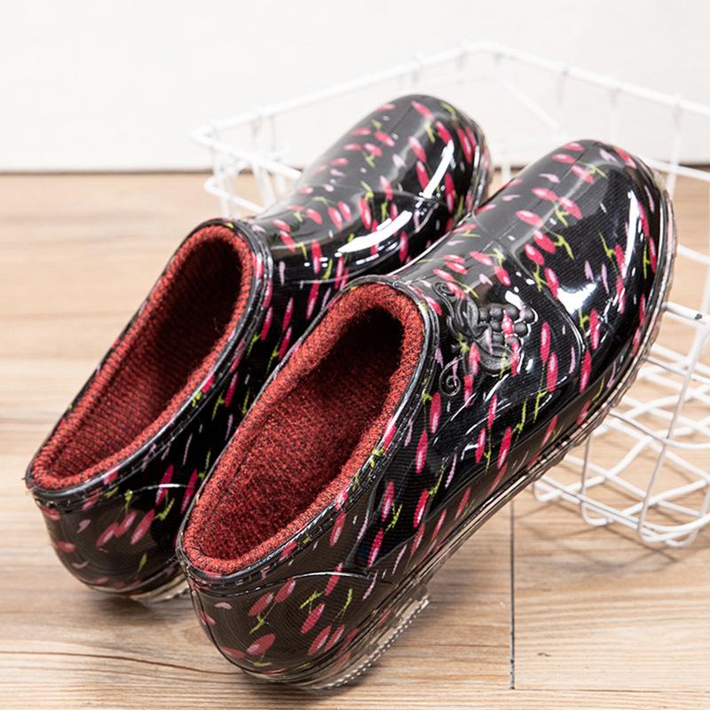 Low-top fashion models, light-mouth waterproof shoes, rain shoes, women's summer kitchen work rubber shoes, water-treading non-slip short overshoes
