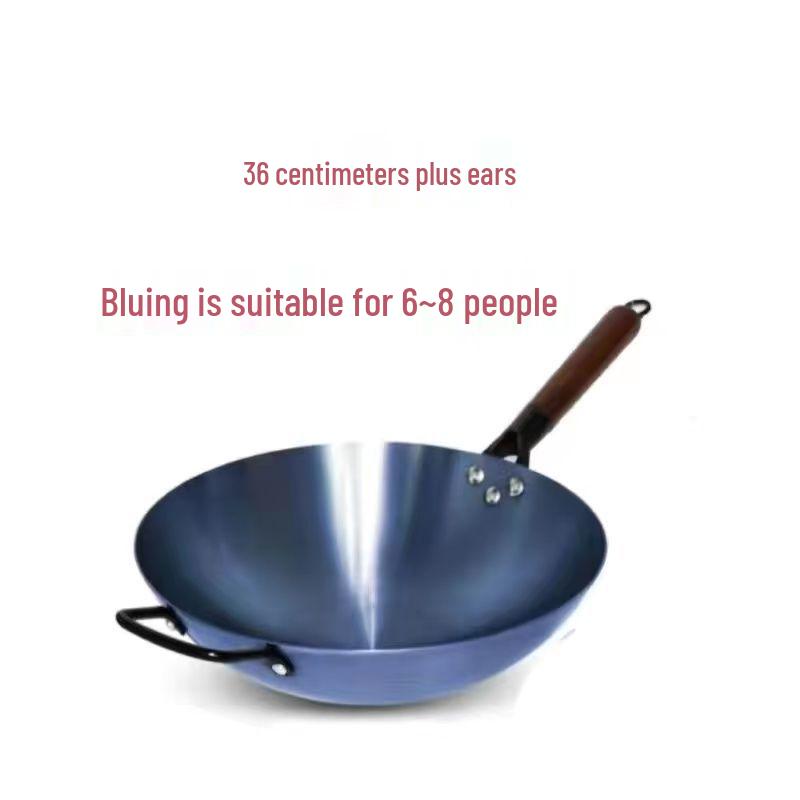 Handmade Non-Stick Iron Wok: Pre-Seasoned, Thickened, Uncoated, Ready for Cooking