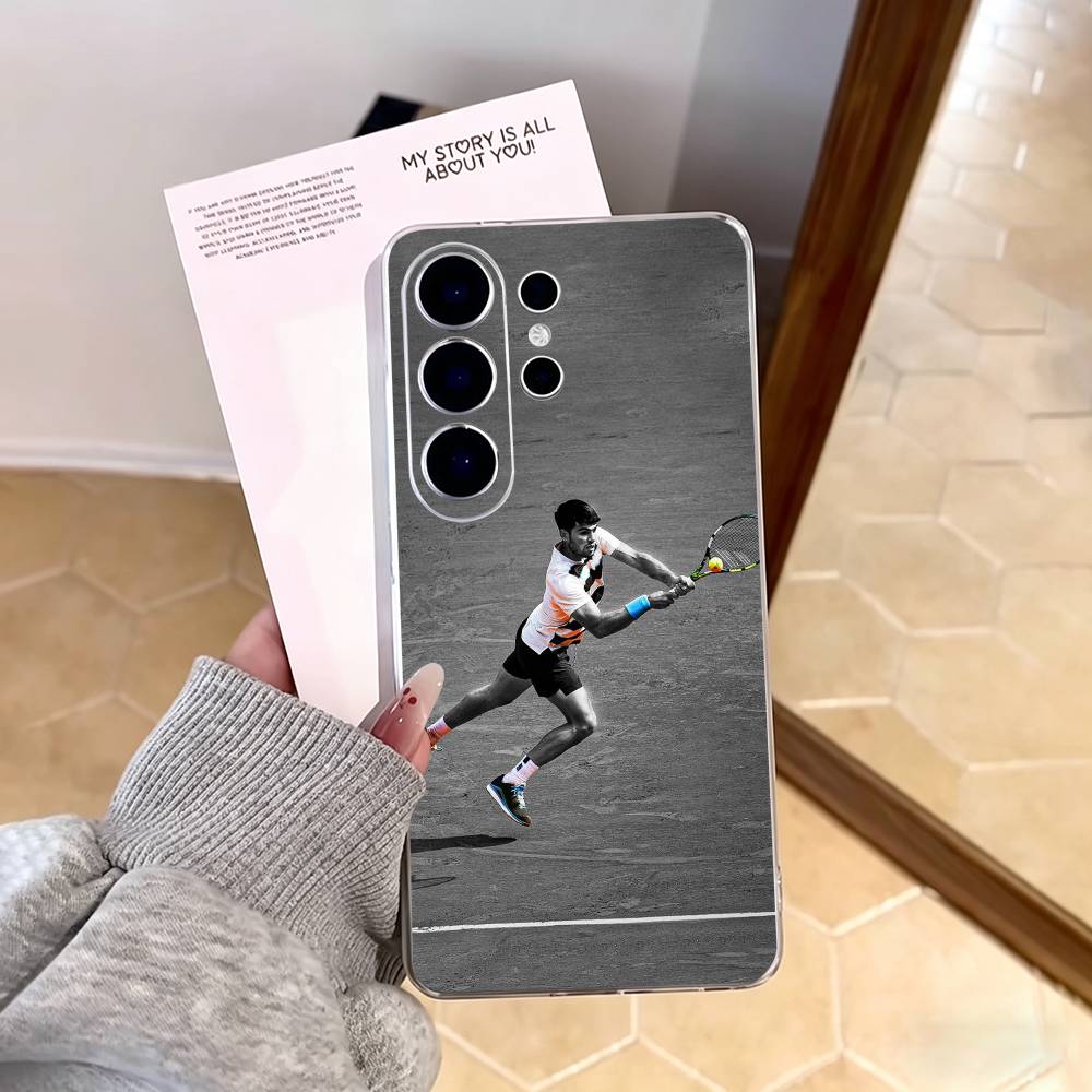 Tennisspieler-Carlos Alcaraz Handyhülle Für Samsung S25,S24,S21,S22,S23,S30,Ultra,S20,Plus,Fe,Note,10,9,5G Transparente Hülle