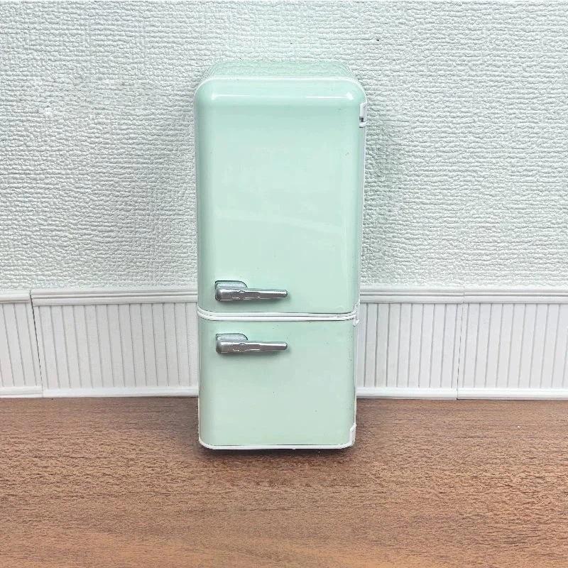 LED Light Dollhouse Refrigerator Toy 1/12 Scale Realistic Mini Kitchen Accessory for Kids Adults Collectible Pretend Play Hobby