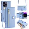 Luxury Crossbody Folio Multi Function Leather Phone Case with Strap for Apple iPhone 15 14 13 12 Pro Max