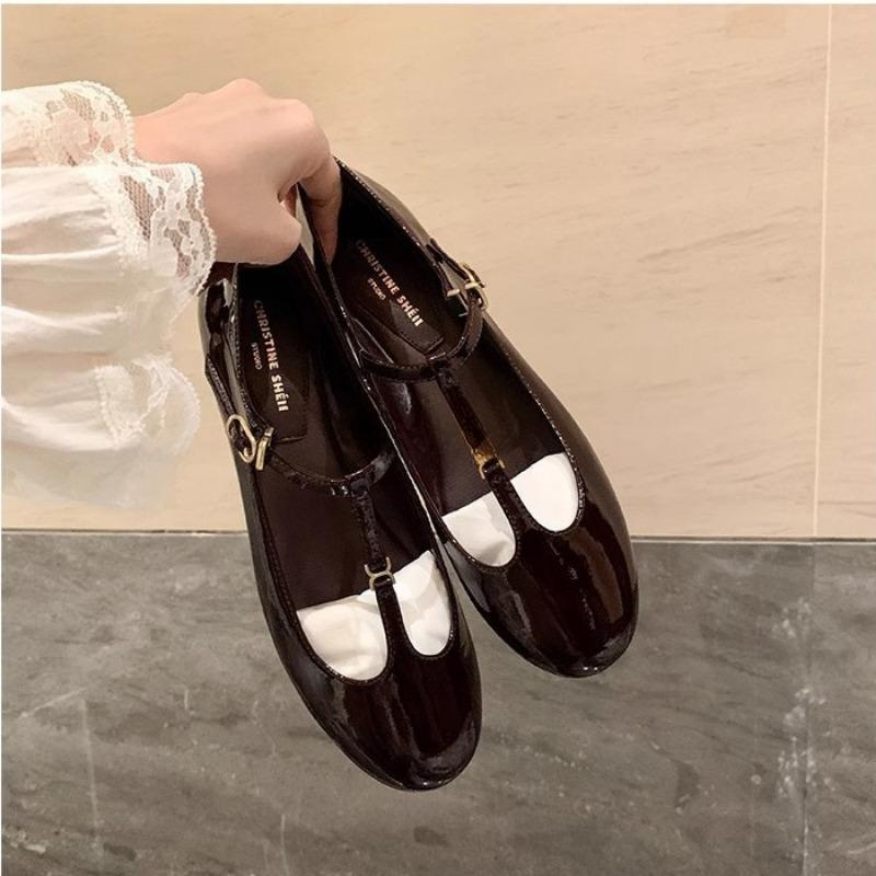 Retro Round-toed Versatile Flat Shoes for Women's Single Shoes