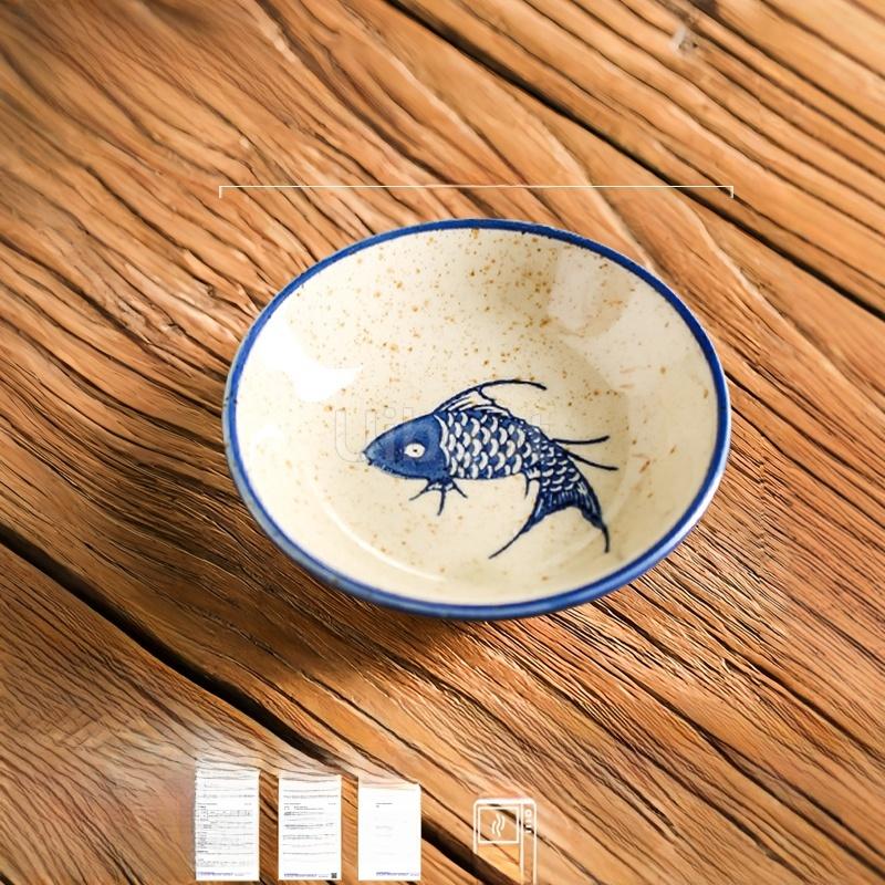Ceramic Seasoning Small Dish Japanese Willow Porcelain Pepper Taste Dish Round Small Plate Dipping Saucer Dish Kitchen Tableware