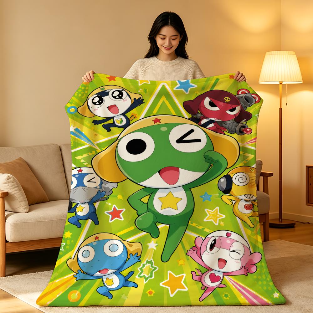 Anime K-Keroro Japanese Comedy SciFi Classic Retro Throw Soft Warm Flannel Blanket Lightweight for Sofa Bed Couch Travel Adults