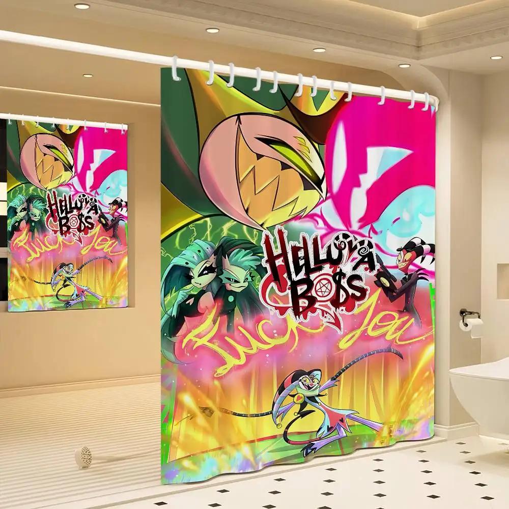H-Helluva Boss  Funny and Creative Beach Shower Curtain Waterproof Polyester Bath Curtains for Bathroom Decorate with Hooks