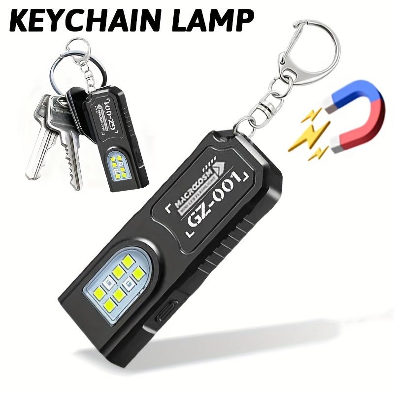 Mini Flashlight Keychain USB Rechargeable Pocket Light with COB Work Area Light for Camping Hiking Dog Walking Emergency Repair Key Ring