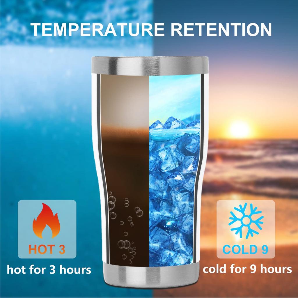 DOMICARE 20oz Tumbler with Stainless Steel Tumblers Double Vacuum Insulated Coffee Travel Powder Coated White Lid, Bulk, Walled, Mug, Tumbler,