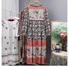 Rochie Lungă cu Imprimeu Boem de Vacanță Primăvară Toamnă Retro Haine Largi Elegante Mânecă Lungă Decolteu în V Șiret Rochii Stil Etnic Floral