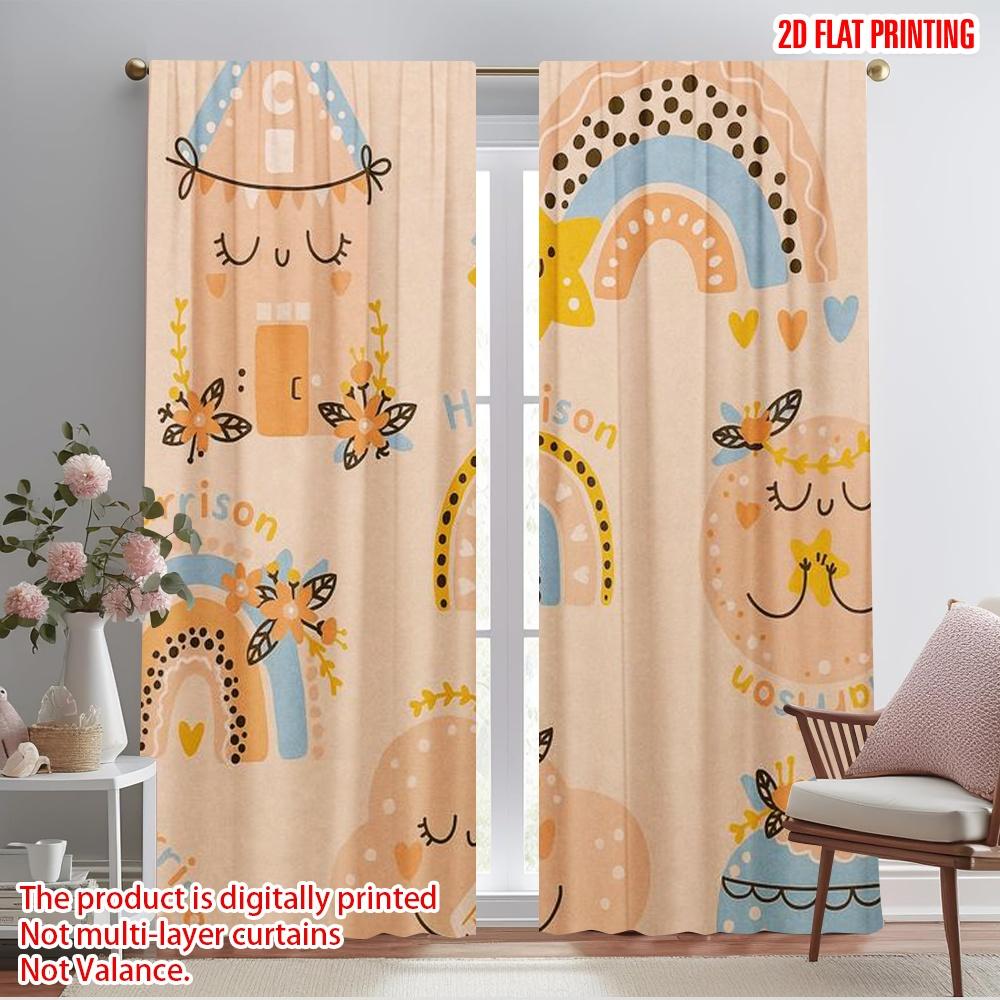 2pcs,2D plane printing Curtain Popular DreamyIcons Versatile Polyester Fabric (without rod) Gifts Use for Bedroom Living Room