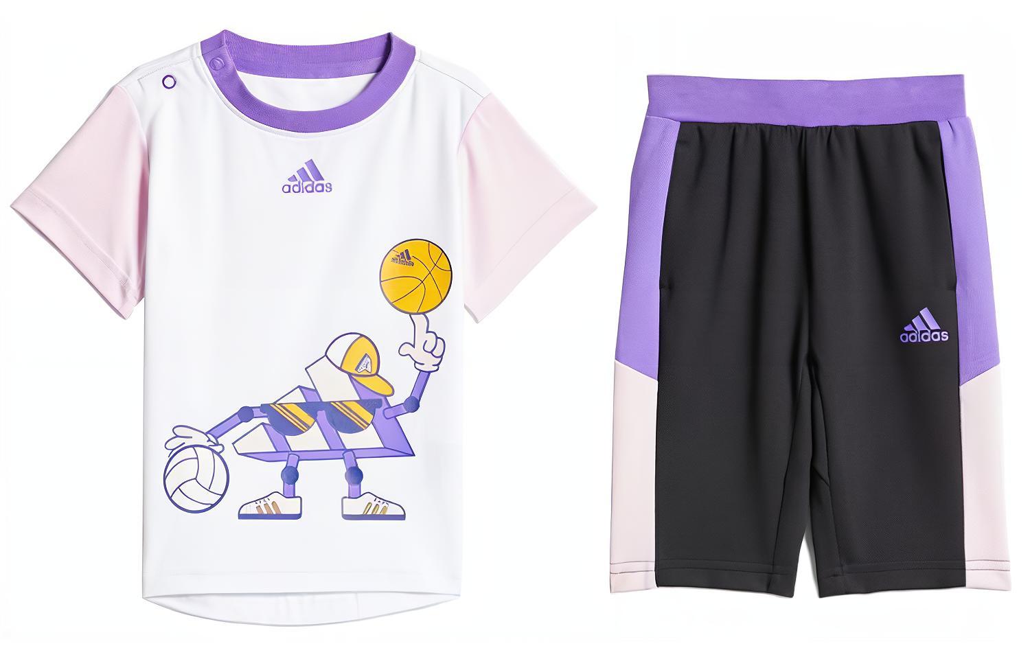 

Adidas Kids Matching Sets White Purple+Ink Blue Children Aged 3 7 Years Old HD7545 98