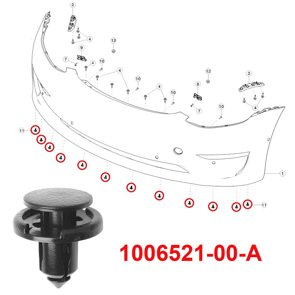 Stoßfängerabdeckung Radhausverkleidung Unterboden Druckniet 1006521-00-A 100652100A für Tesla Model 3 Y X S