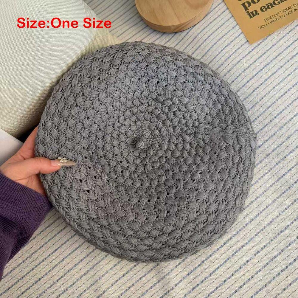 New Solid Color Knitted Beret Hat Stretch Breathable Crochet Painter Cap French Beanie Hat Women Fashion