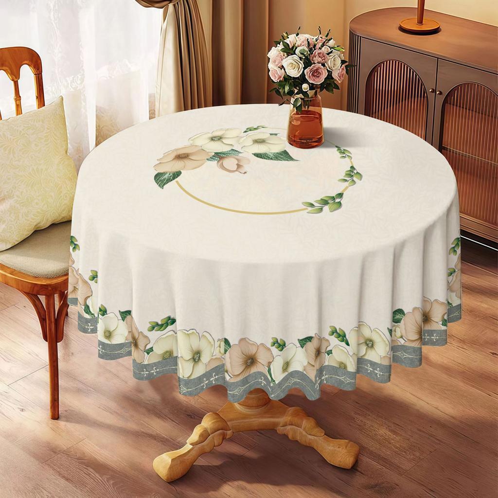 New Imitation Embroidery Pvc Round Tablecloth Ethnic Style Waterproof Oilproof Heatproof Washable Durable Decorative Tablecloth