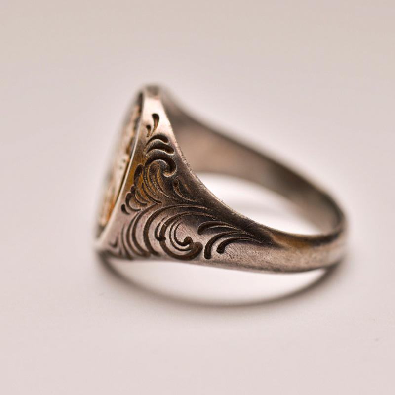 Golden Thunderbird Seal Tail Men's Retro Thai Silver Open Ring