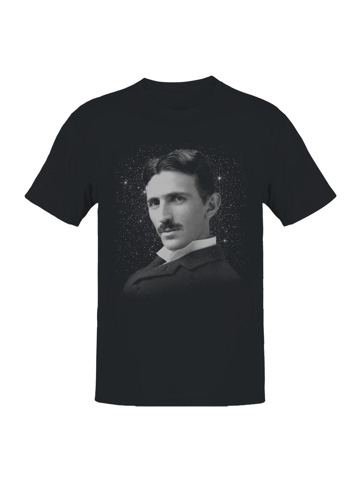 Nikola Tesla Cosmic Portrait Men s T-shirt XXL